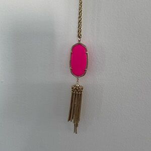 Kendra Scott Rayne Gold Long Pendant Necklace - neon pink